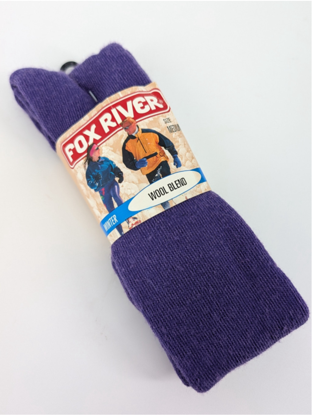 Vintage Fox River Austrian GS Wool Ski Socks Purple M NOS Made in USA
